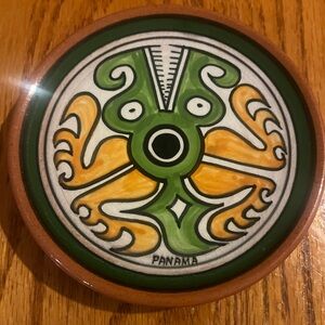 Panama Artistry Ceramic 5-inch Plate - Green and Orange Design